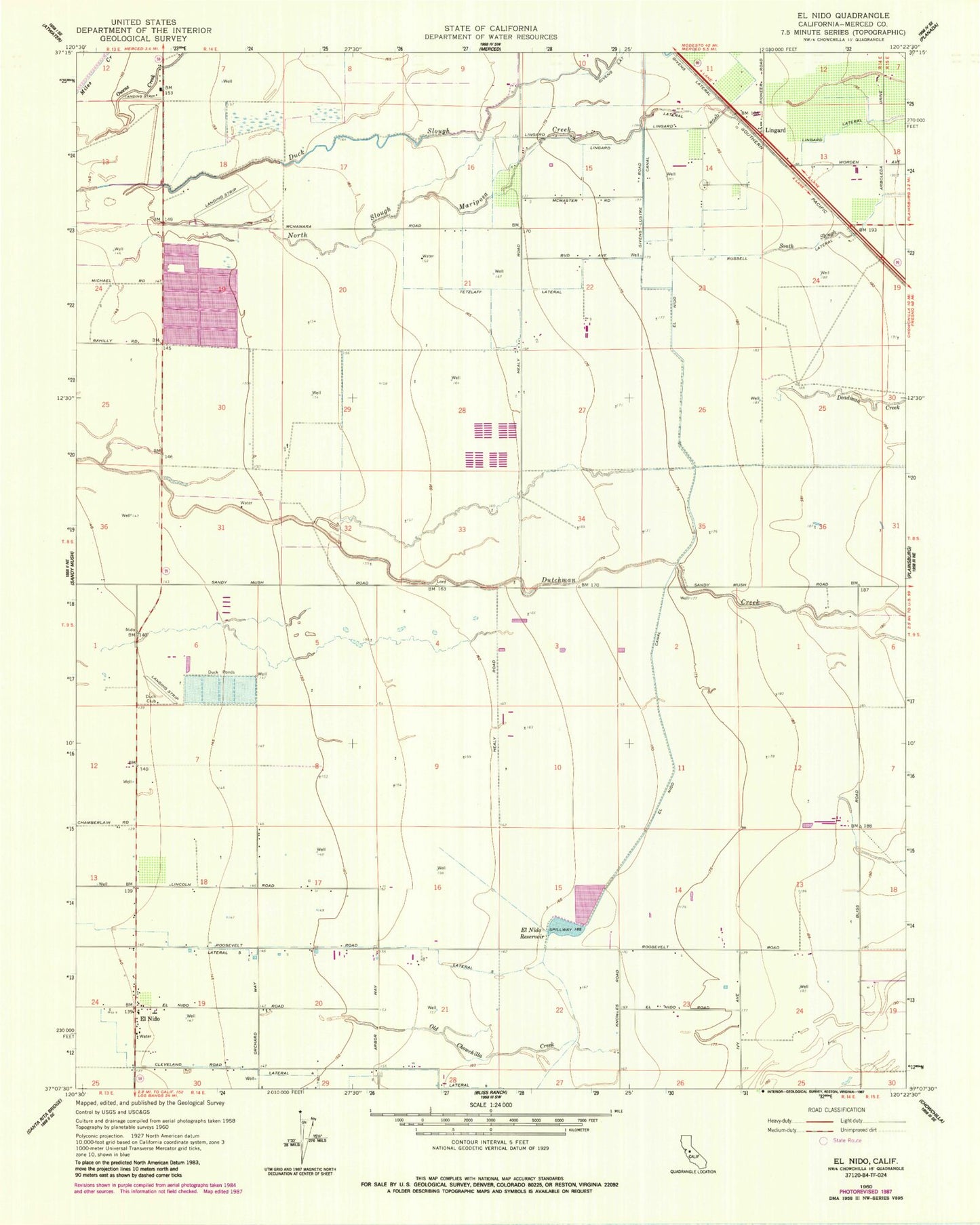 Classic USGS El Nido California 7.5'x7.5' Topo Map Image