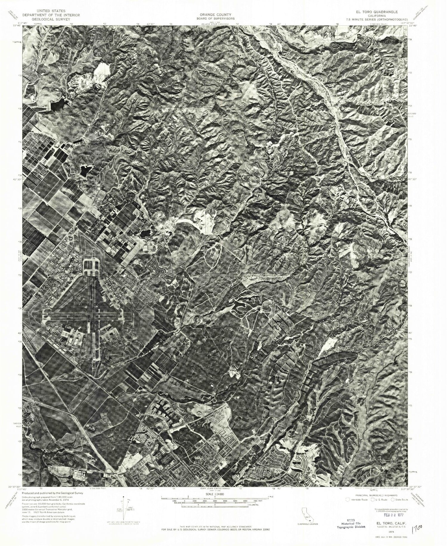 Classic USGS Lake Forest California 7.5'x7.5' Topo Map Image