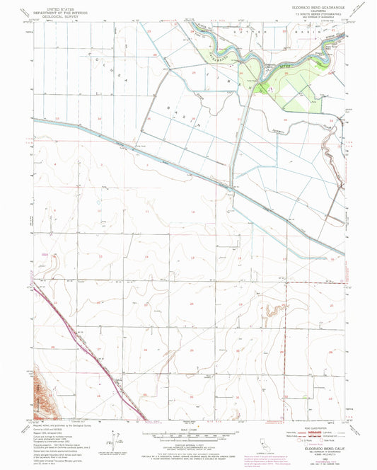 Classic USGS Eldorado Bend California 7.5'x7.5' Topo Map Image