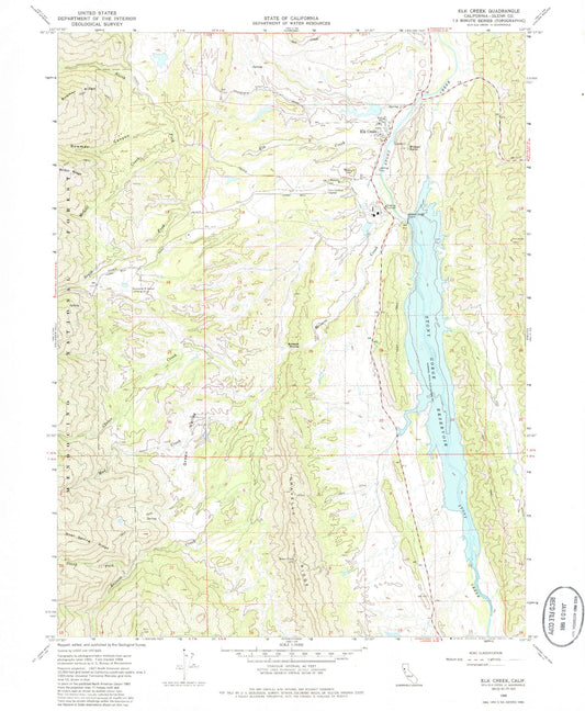 Classic USGS Elk Creek California 7.5'x7.5' Topo Map Image