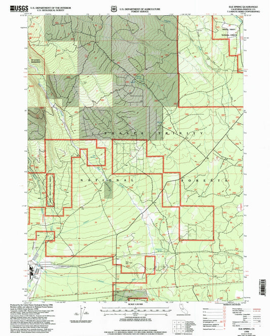 Classic USGS Elk Spring California 7.5'x7.5' Topo Map Image