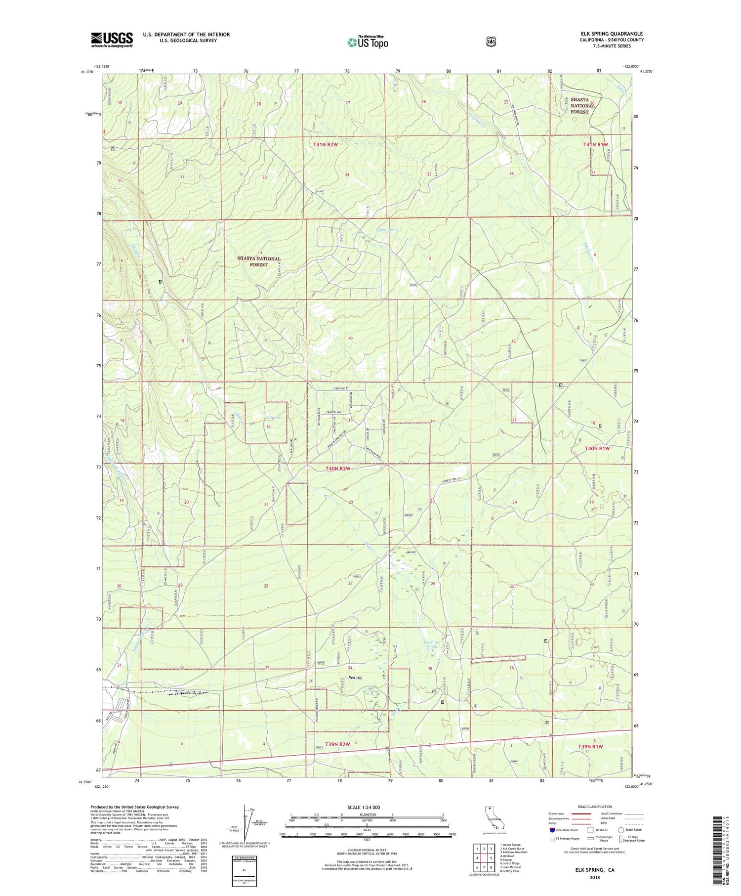 Elk Spring California US Topo Map Image