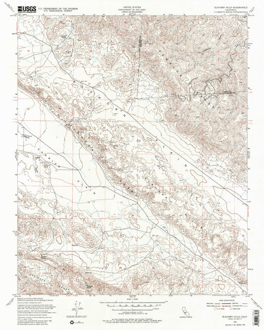 Classic USGS Elkhorn Hills California 7.5'x7.5' Topo Map Image