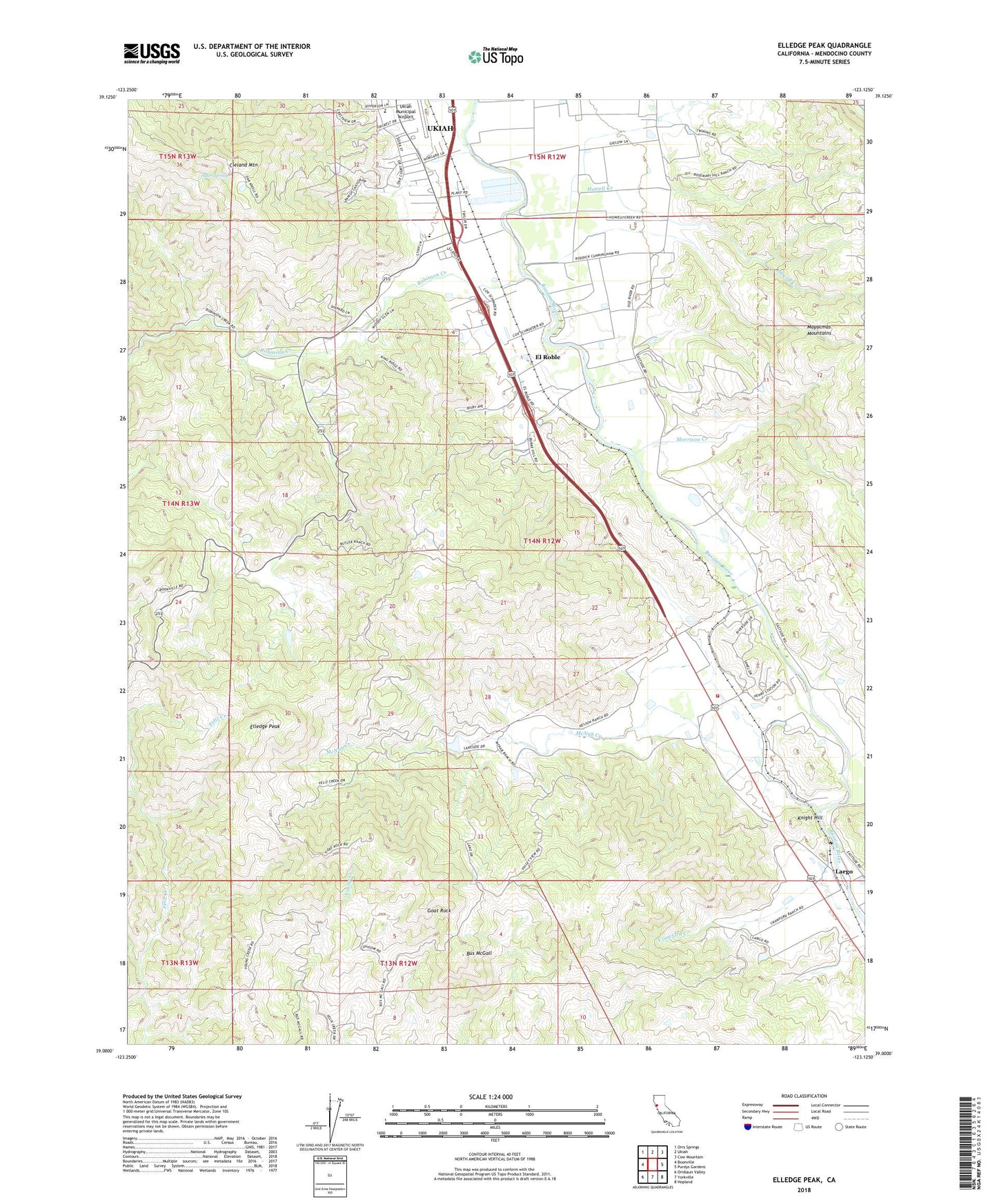 Elledge Peak California US Topo Map Image