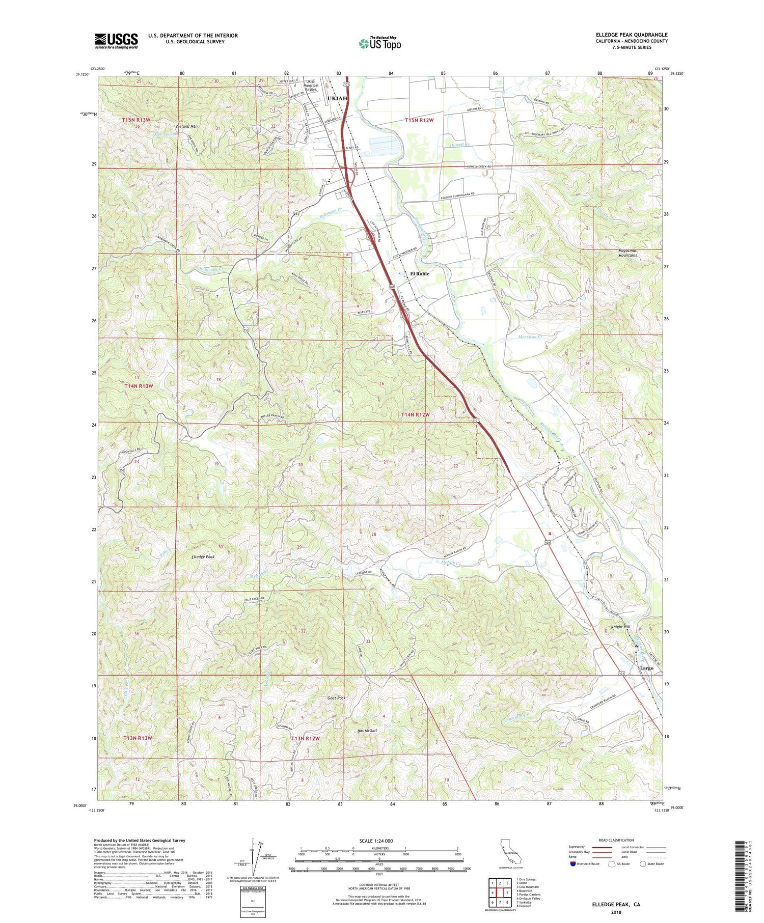 Elledge Peak California US Topo Map Image