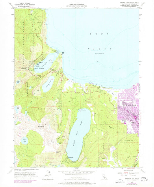 USGS Classic Emerald Bay California 7.5'x7.5' Topo Map Image