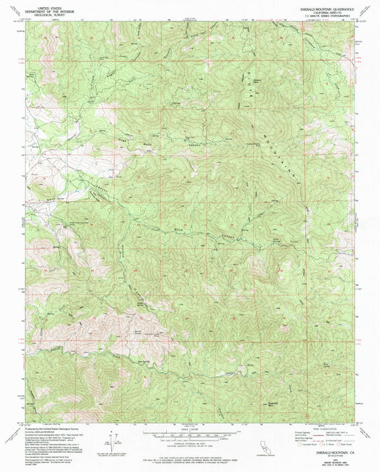 Classic USGS Emerald Mountain California 7.5'x7.5' Topo Map Image