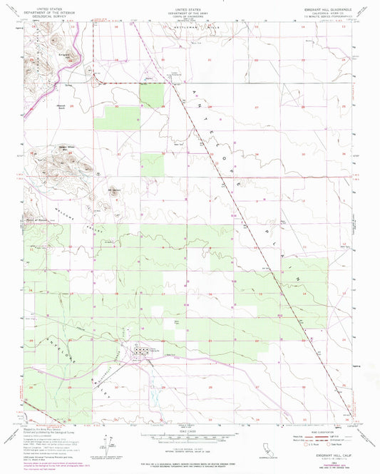 Classic USGS Emigrant Hill California 7.5'x7.5' Topo Map Image