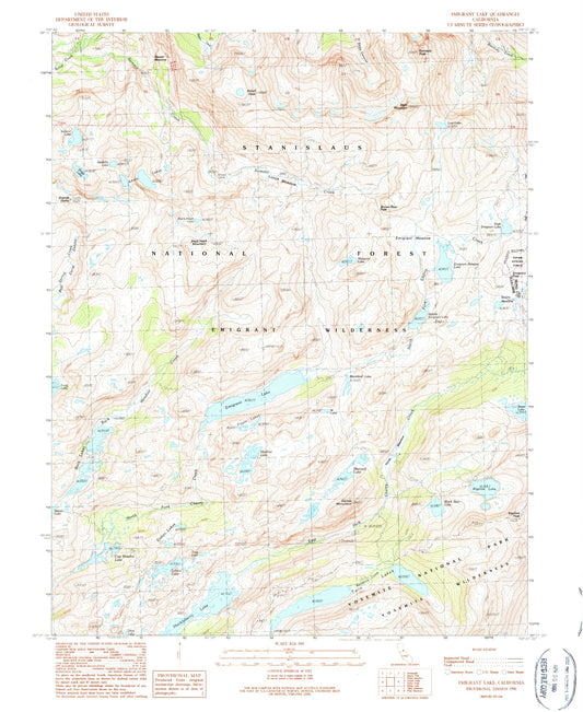 USGS Classic Emigrant Lake California 7.5'x7.5' Topo Map Image