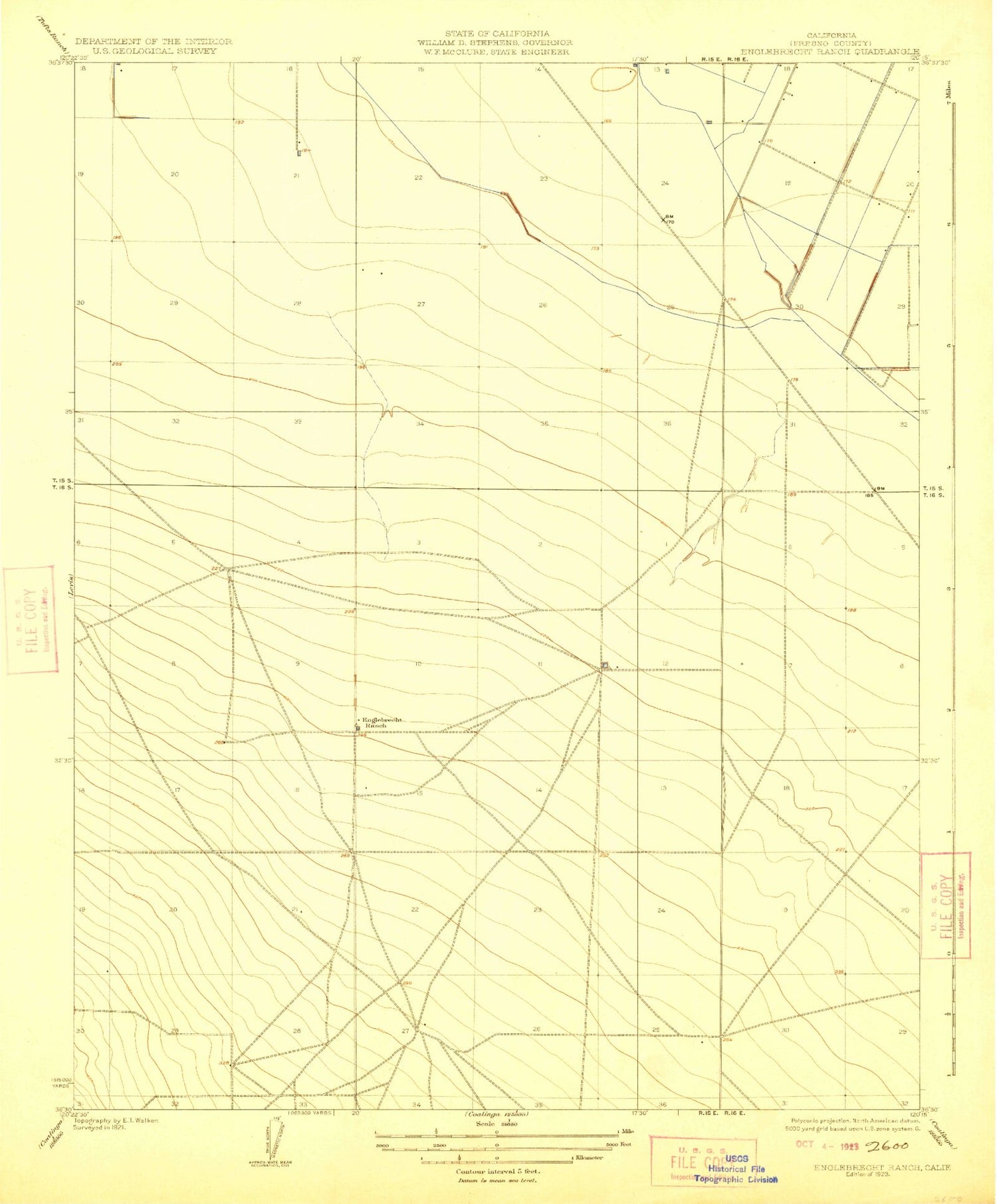 Classic USGS Cantua Creek California 7.5'x7.5' Topo Map Image