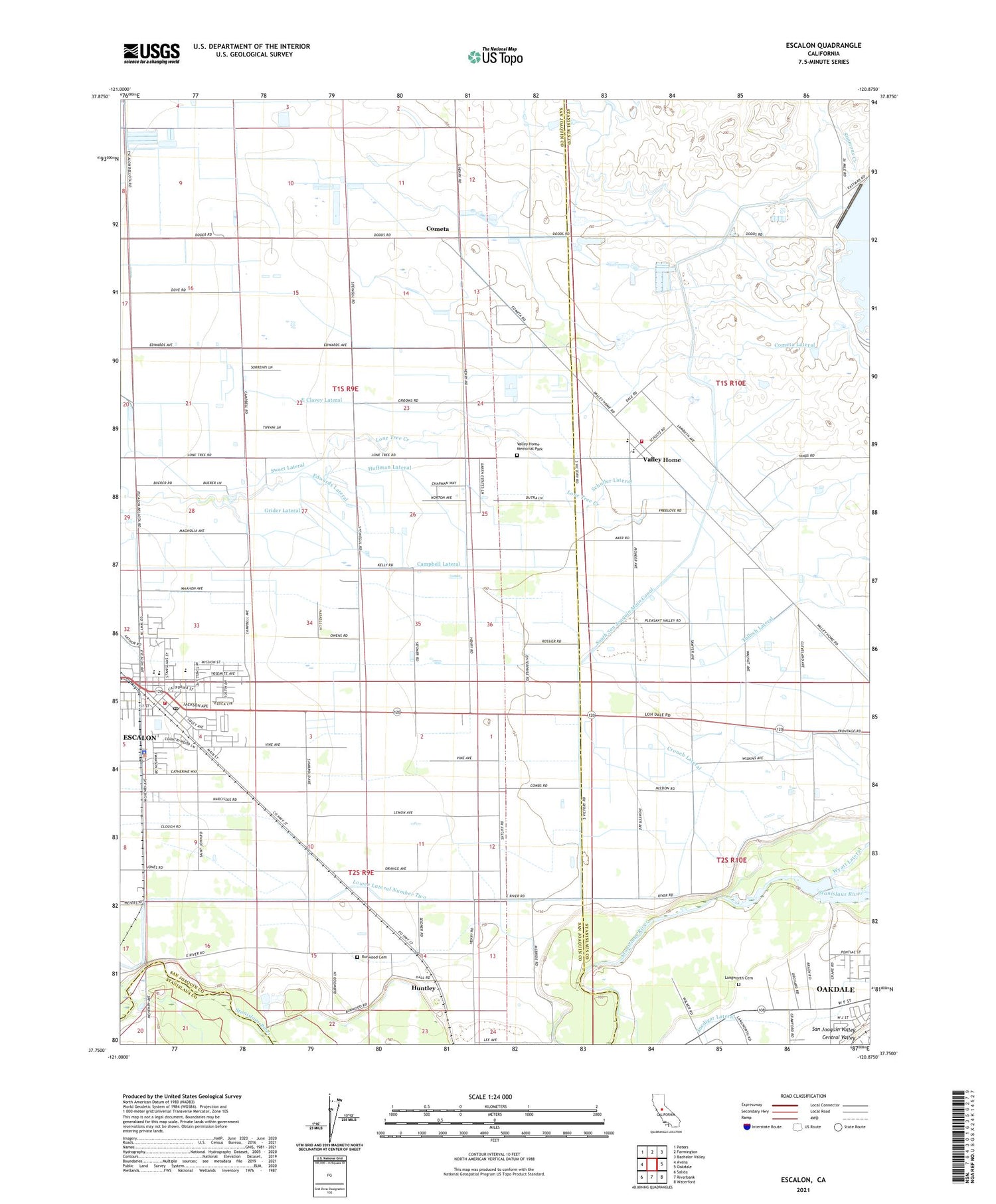 Escalon California US Topo Map Image