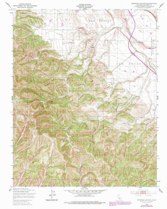 Classic USGS Espinosa Canyon California 7.5'x7.5' Topo Map Image