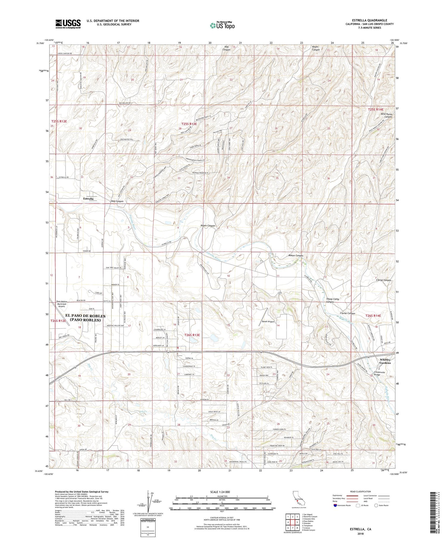 Estrella California US Topo Map Image