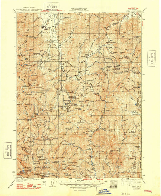 Historic 1934 Sawyers Bar California 30'x30' Topo Map Image