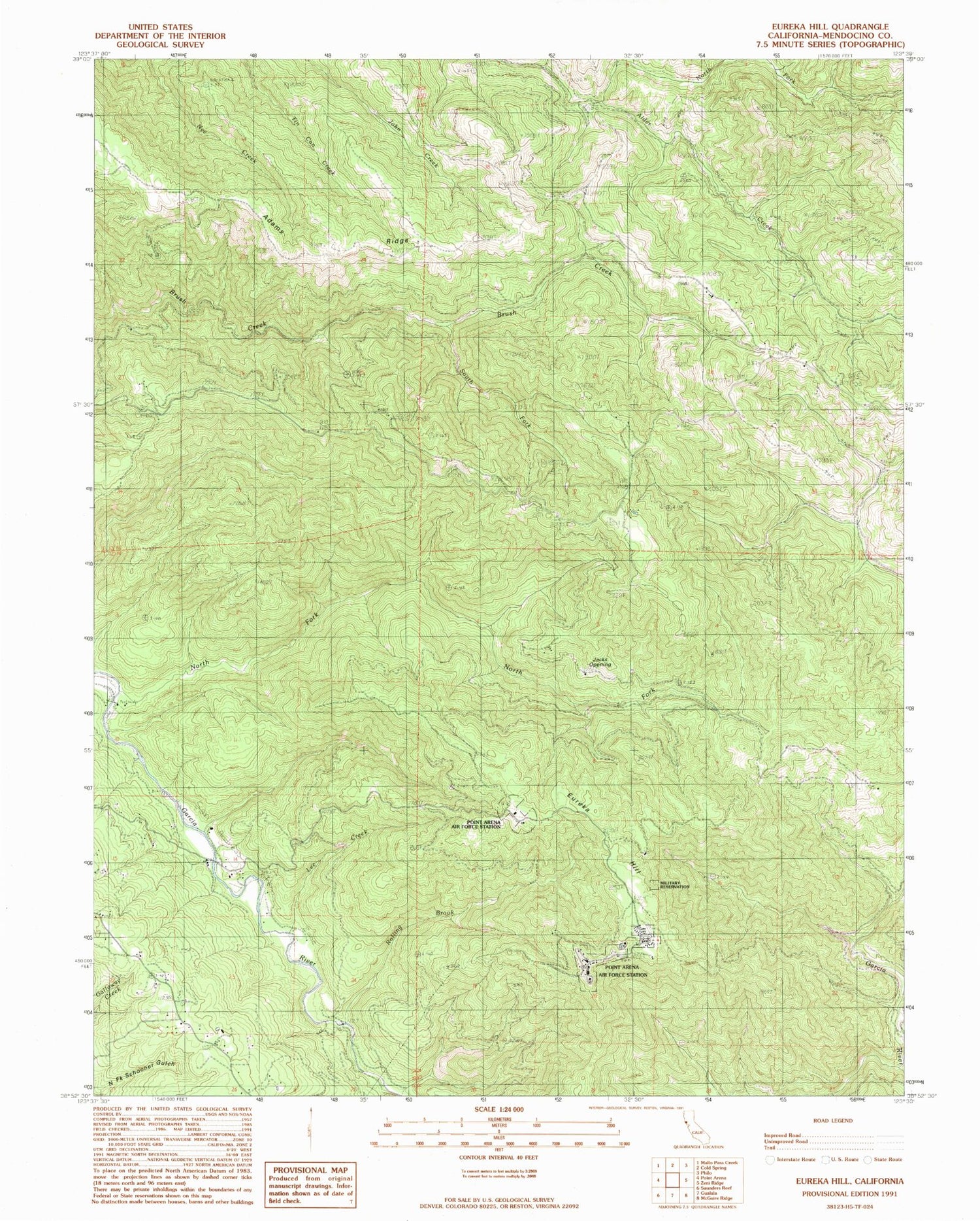 Classic USGS Eureka Hill California 7.5'x7.5' Topo Map Image