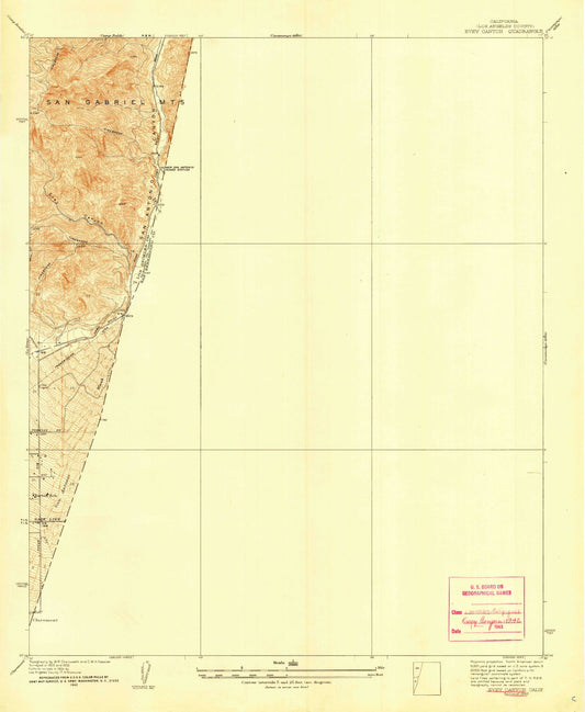 Classic USGS Evey Canyon California 7.5'x7.5' Topo Map Image