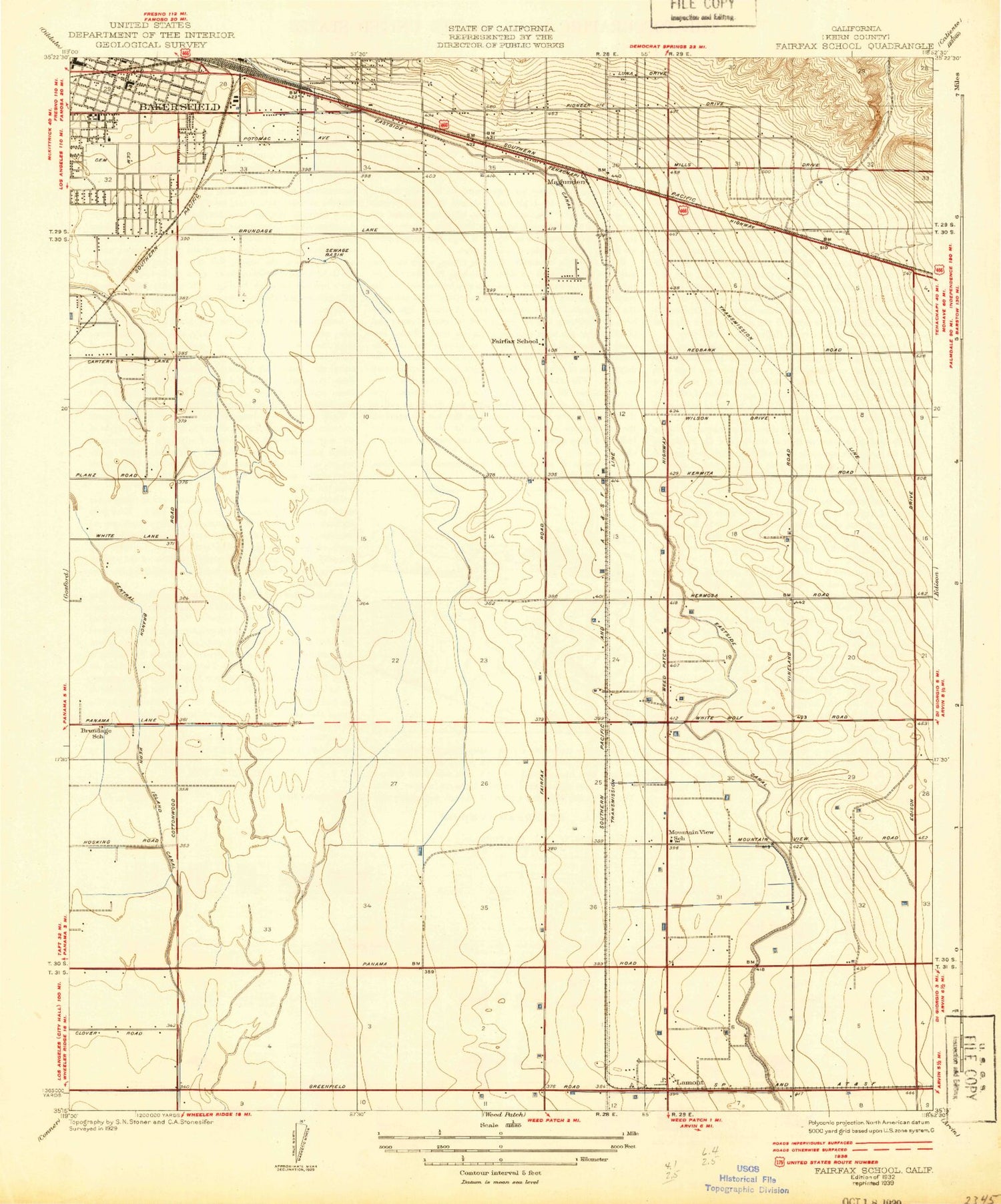 Classic USGS Lamont California 7.5'x7.5' Topo Map Image