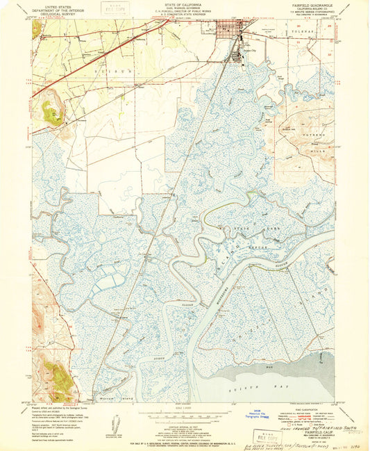 Classic USGS Fairfield South California 7.5'x7.5' Topo Map Image