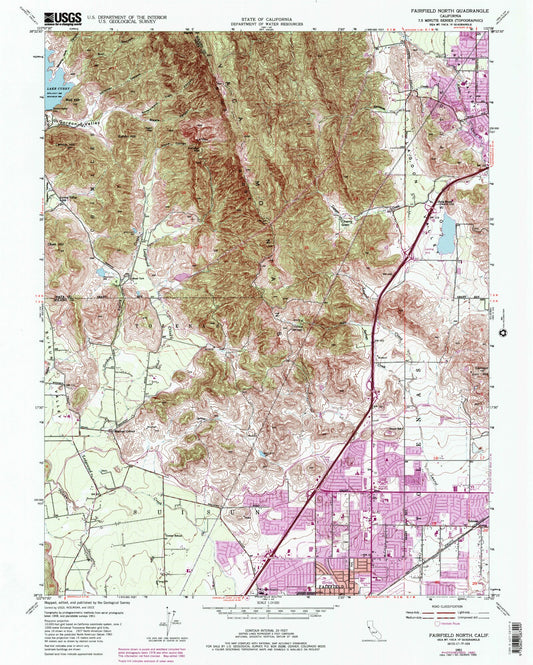 Classic USGS Fairfield North California 7.5'x7.5' Topo Map Image