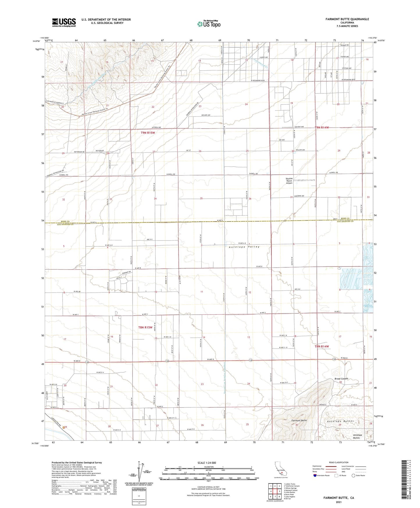 Fairmont Butte California US Topo Map Image