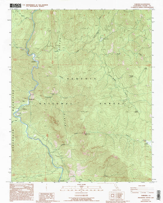 Classic USGS Fairview California 7.5'x7.5' Topo Map Image