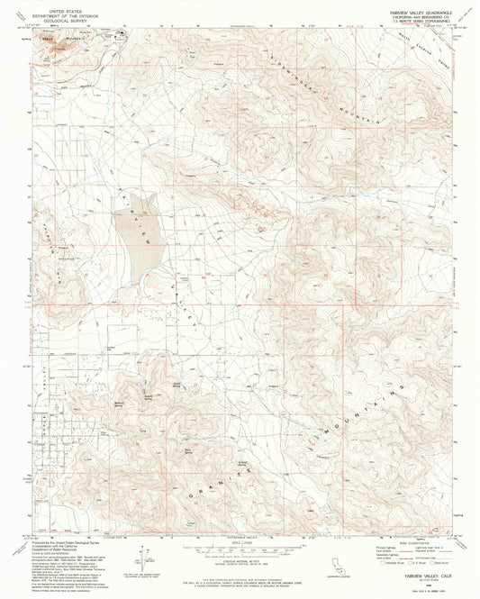 Classic USGS Fairview Valley California 7.5'x7.5' Topo Map Image