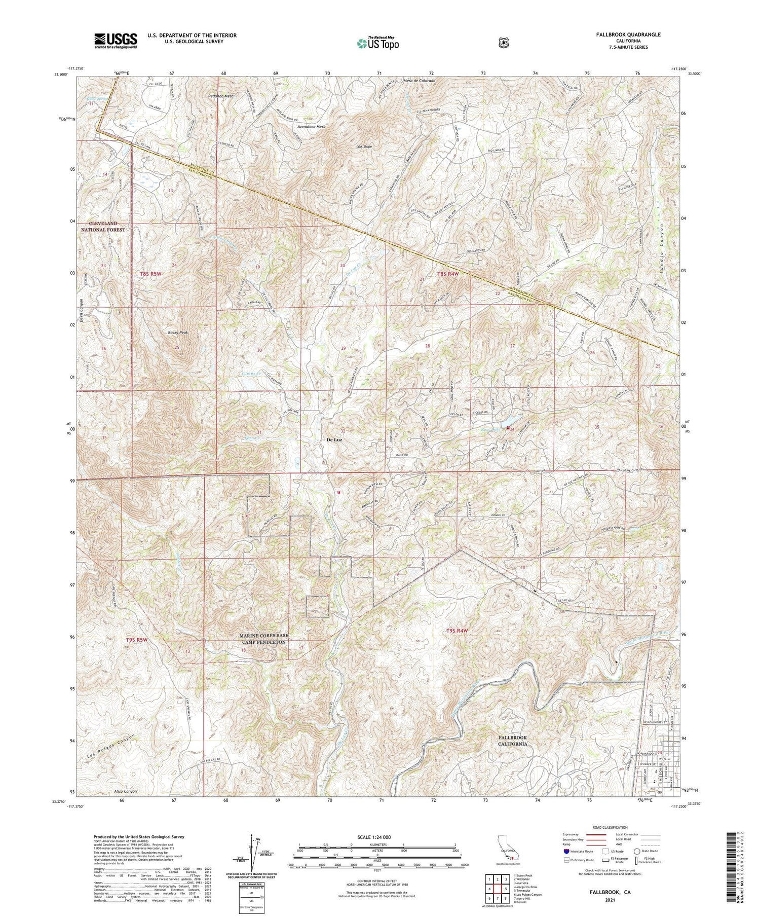 Fallbrook California US Topo Map Image