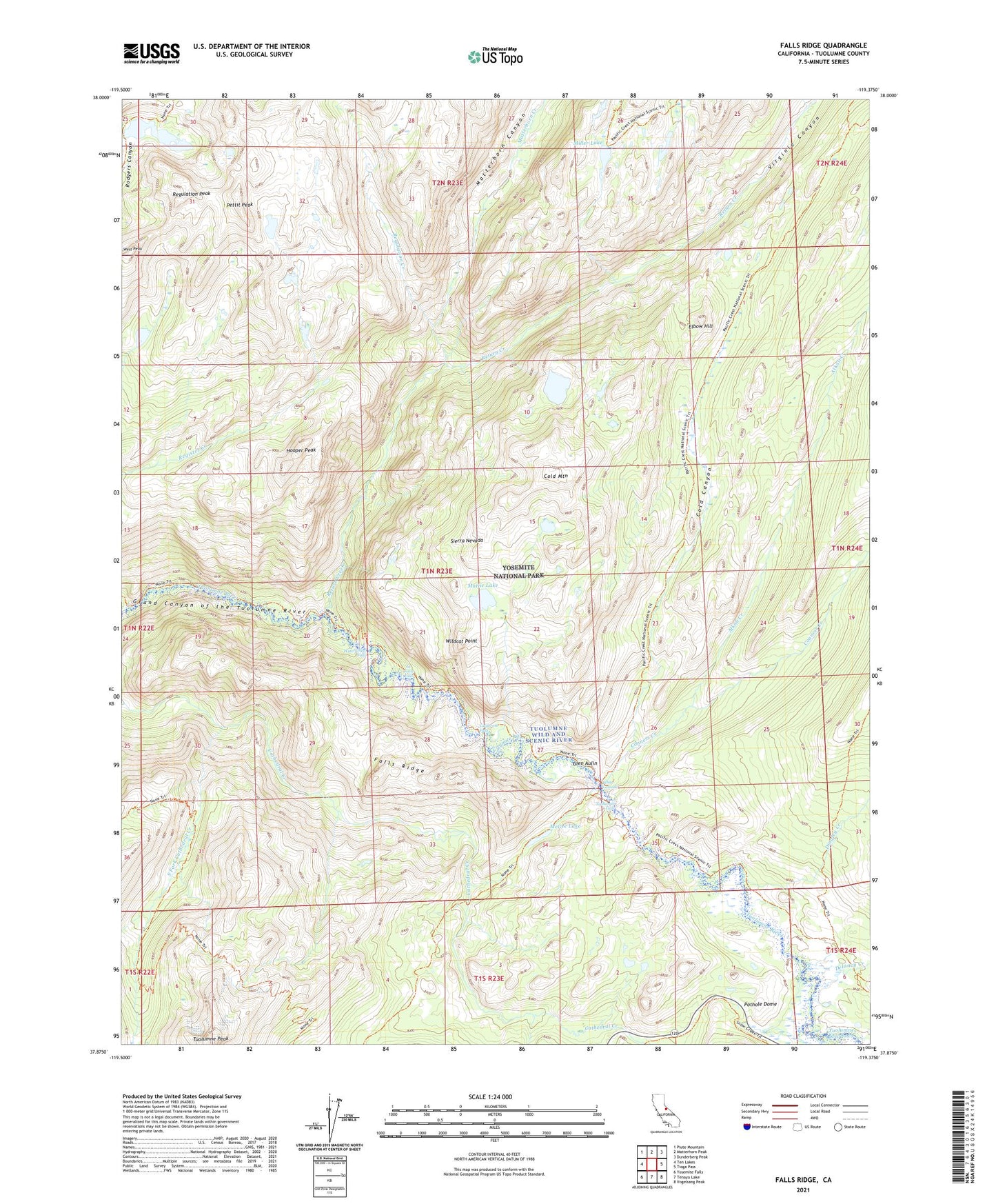 Falls Ridge California US Topo Map Image