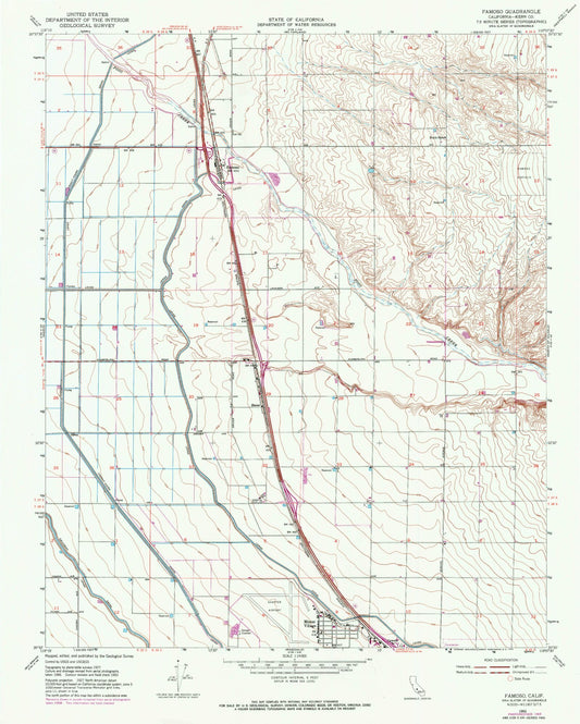 Classic USGS Famoso California 7.5'x7.5' Topo Map Image