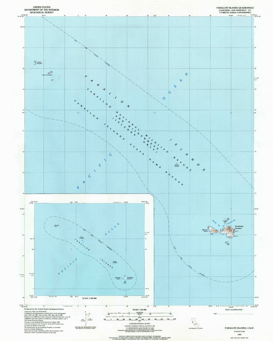 Classic USGS Farallon Islands California 7.5'x7.5' Topo Map Image