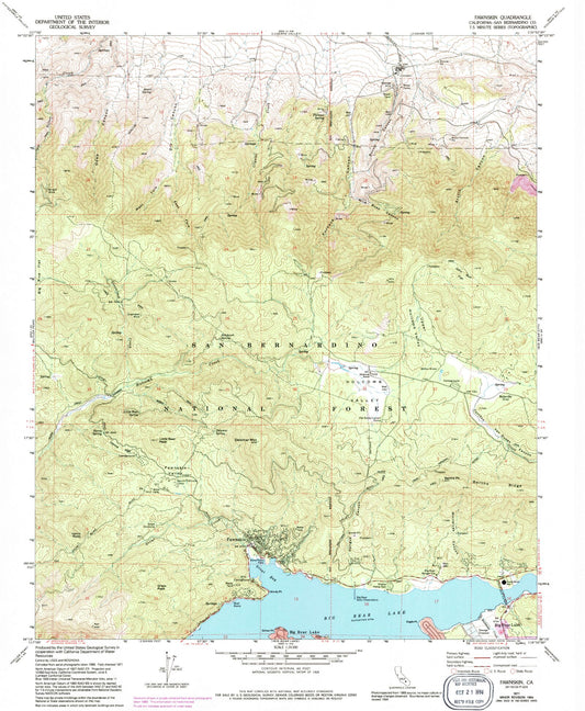 USGS Classic Fawnskin California 7.5'x7.5' Topo Map Image