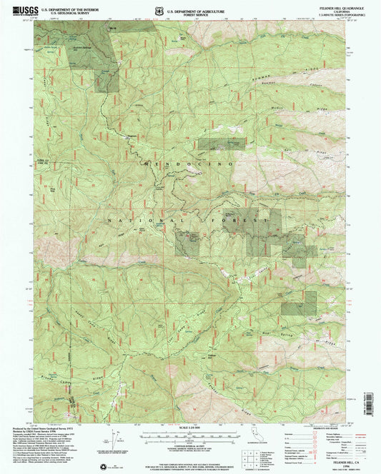 Classic USGS Felkner Hill California 7.5'x7.5' Topo Map Image