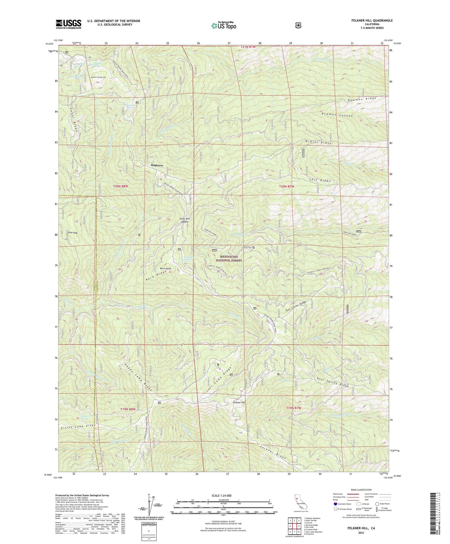 Felkner Hill California US Topo Map Image