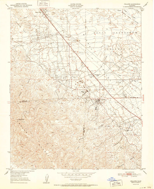 Classic USGS Fellows California 7.5'x7.5' Topo Map Image