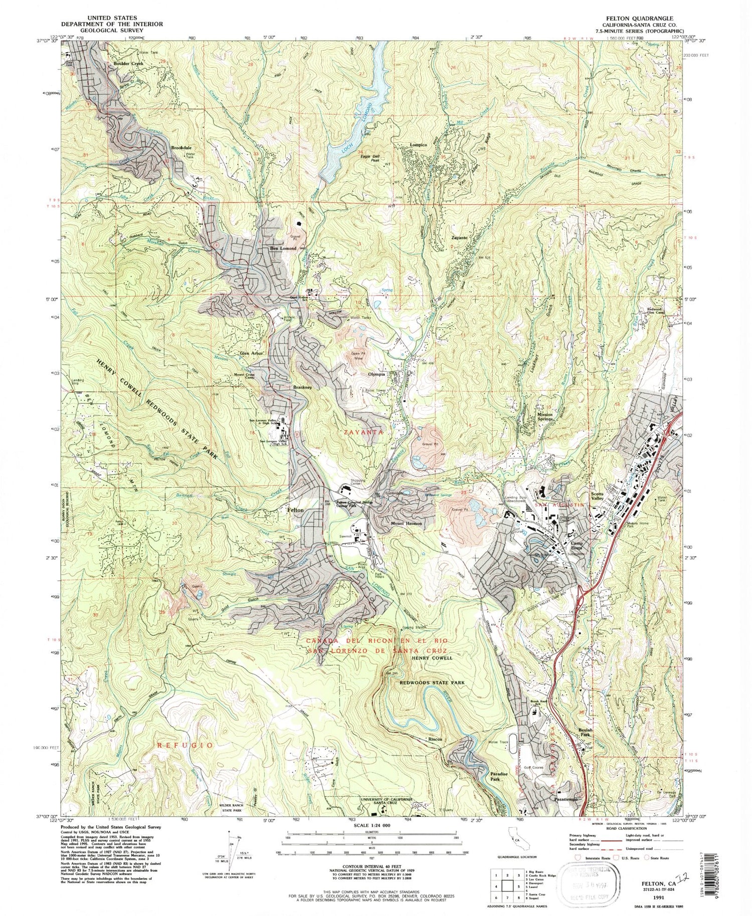 Classic USGS Felton California 7.5