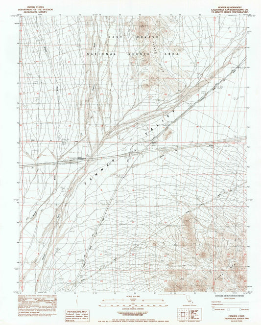 Classic USGS Fenner California 7.5'x7.5' Topo Map Image