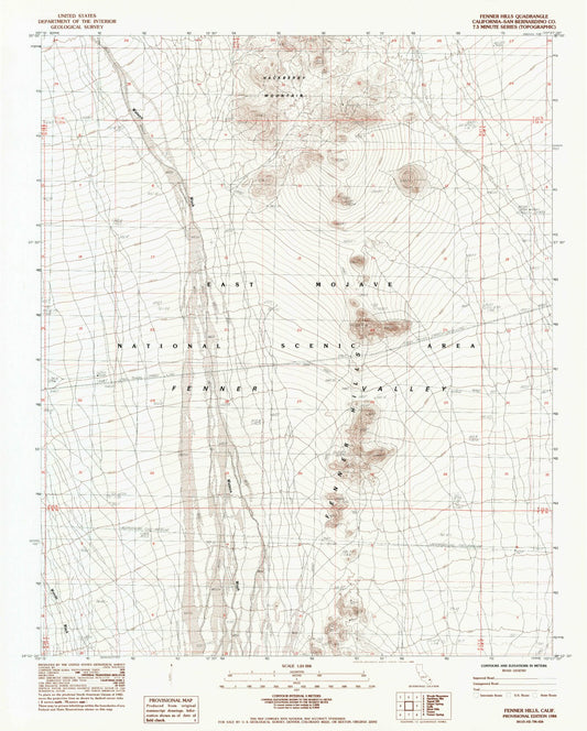 Classic USGS Fenner Hills California 7.5'x7.5' Topo Map Image
