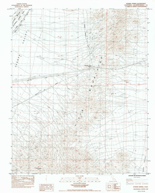 Classic USGS Fenner Spring California 7.5'x7.5' Topo Map Image