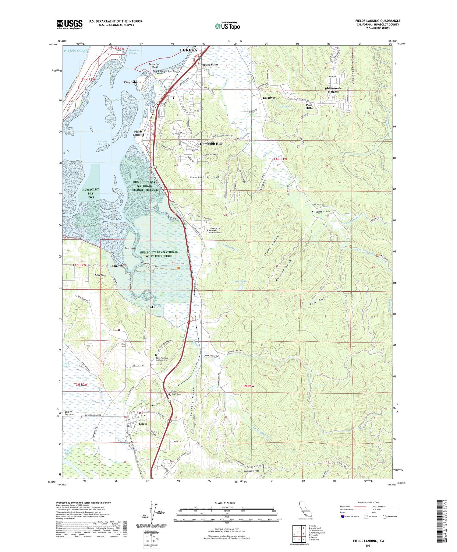 Fields Landing California US Topo Map Image