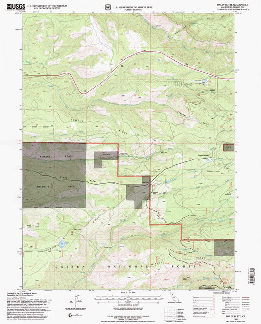 Classic USGS Finley Butte California 7.5'x7.5' Topo Map Image