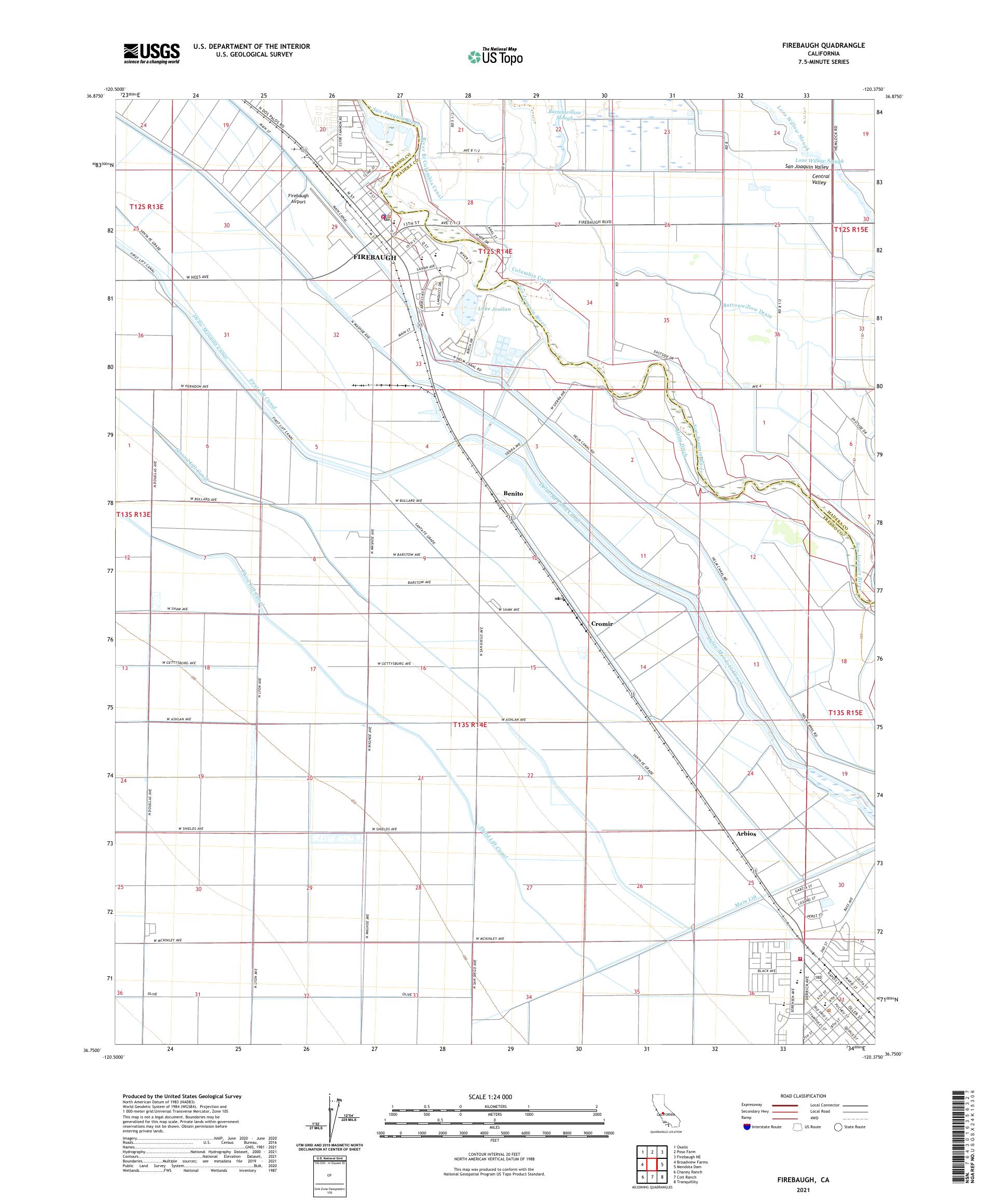 Firebaugh California US Topo Map – MyTopo Map Store