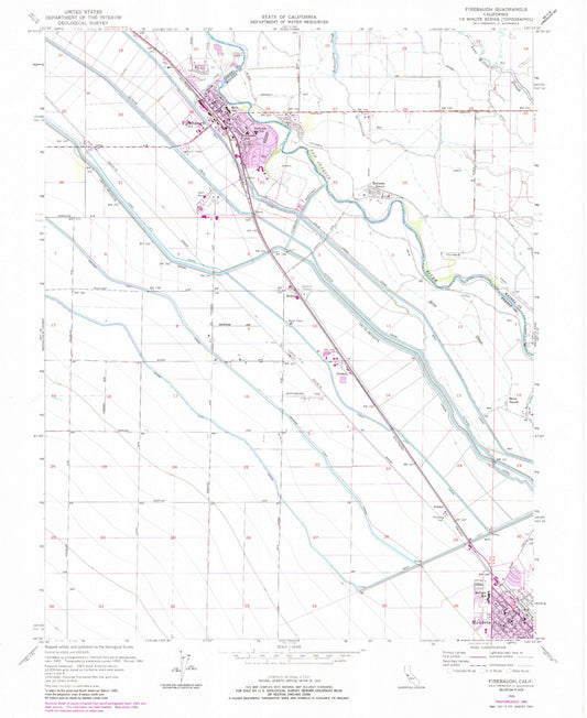 Classic USGS Firebaugh California 7.5'x7.5' Topo Map Image