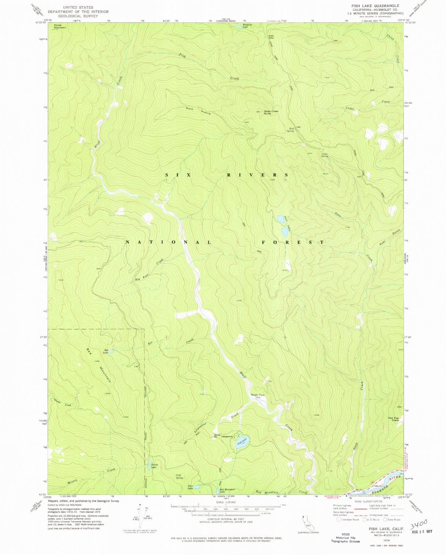 Classic USGS Fish Lake California 7.5'x7.5' Topo Map Image