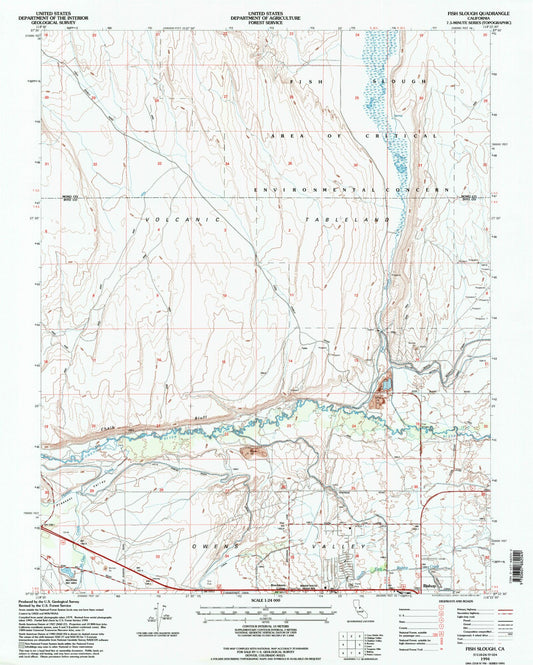 Classic USGS Fish Slough California 7.5'x7.5' Topo Map Image