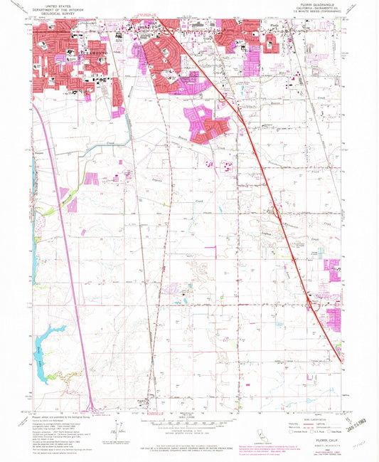 Classic USGS Florin California 7.5'x7.5' Topo Map Image