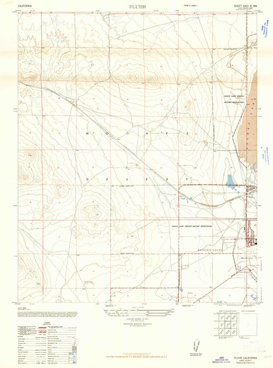 Classic USGS Edwards California 7.5'x7.5' Topo Map Image