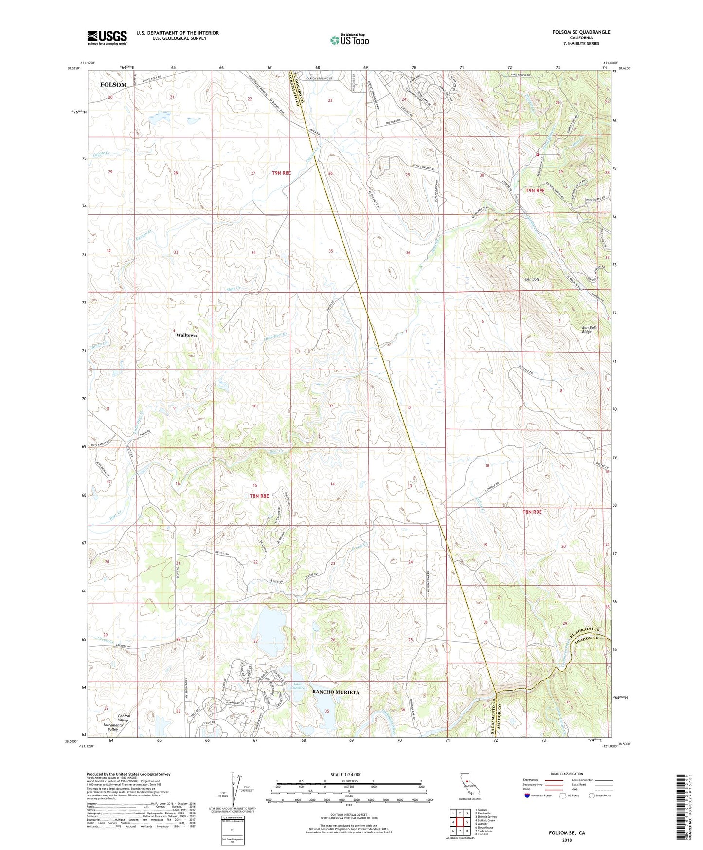 Folsom SE California US Topo Map Image