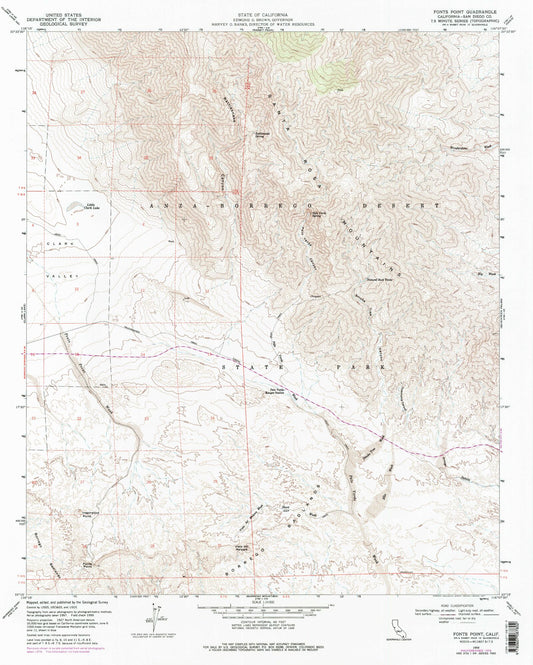 Classic USGS Fonts Point California 7.5'x7.5' Topo Map Image