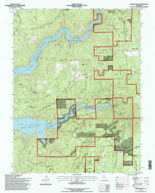 Classic USGS Forbestown California 7.5'x7.5' Topo Map Image