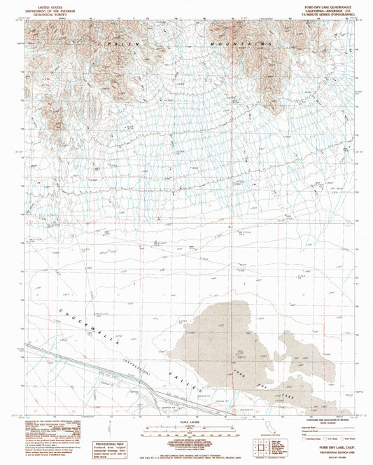 Classic USGS Ford Dry Lake California 7.5'x7.5' Topo Map Image